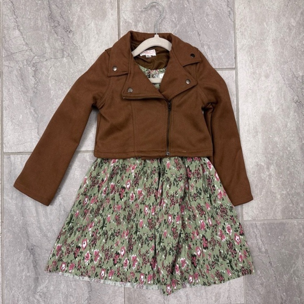 Brown Jacket with Floral Dress